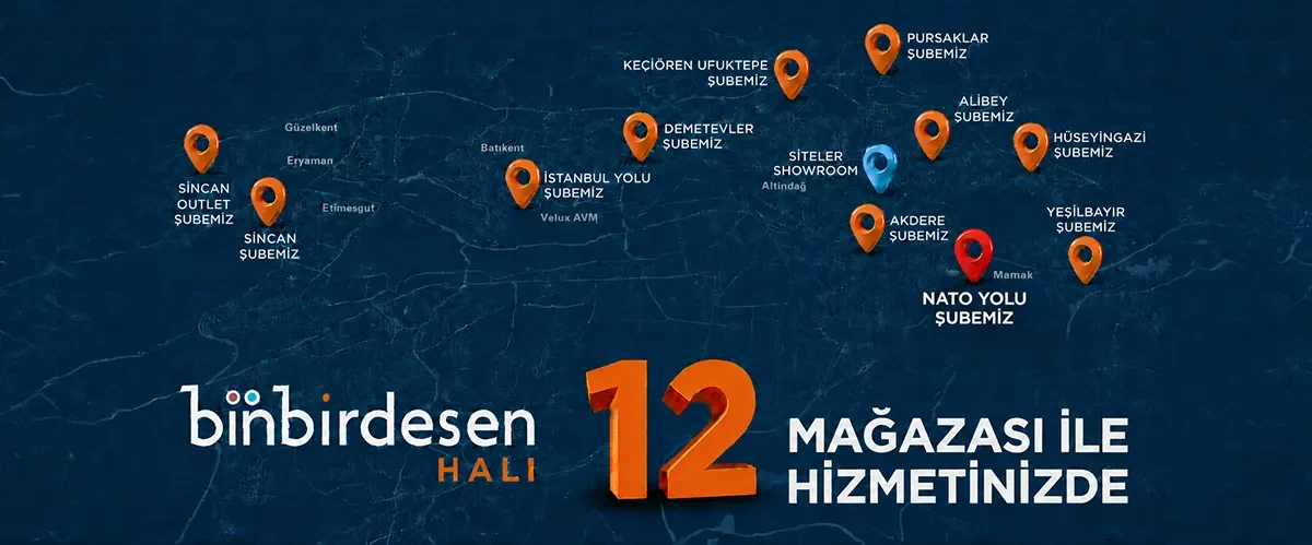 Binbirdesen Halı — Ankara'da 12 mağazası ile hizmetinizde (şube haritası)