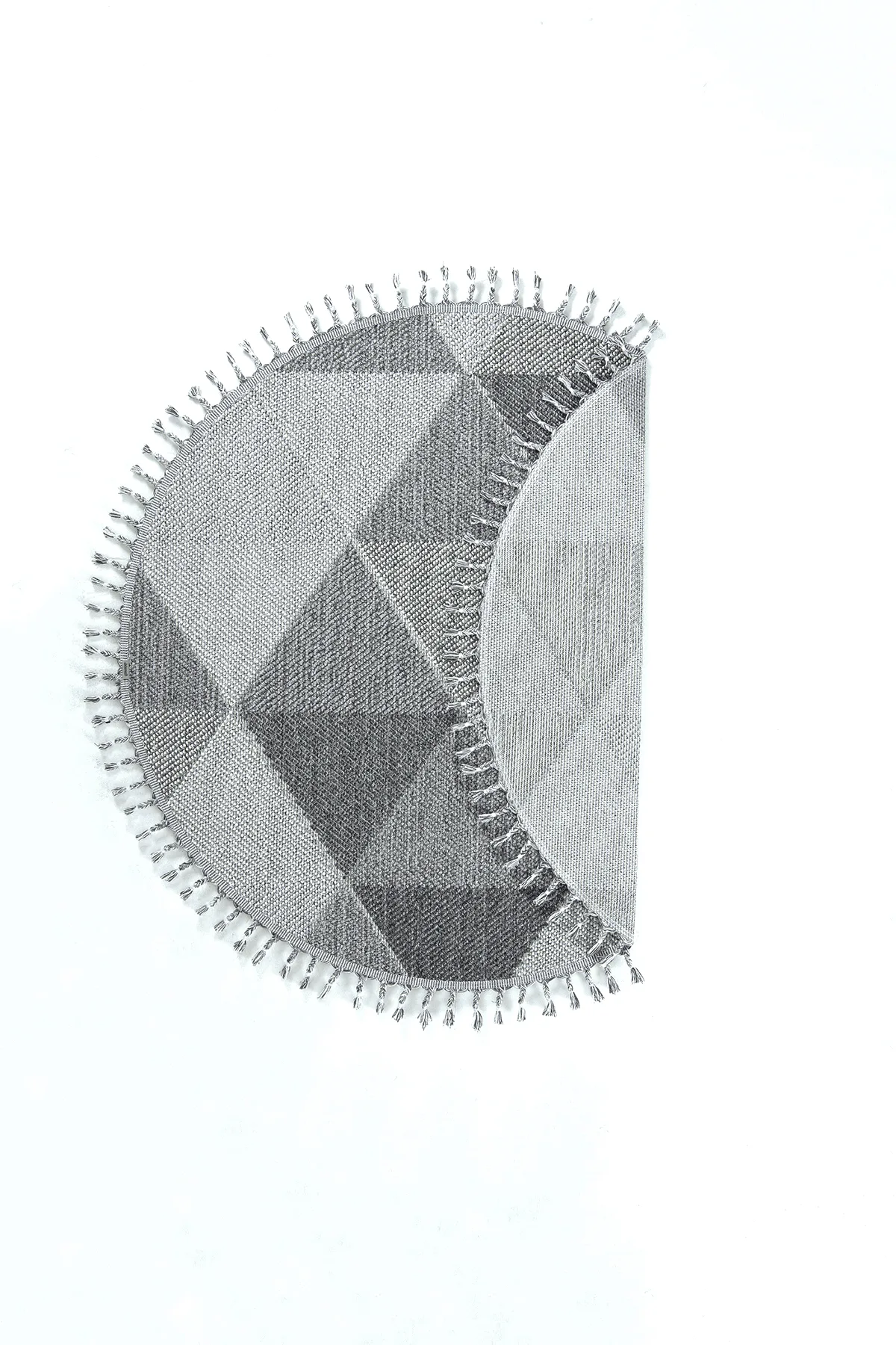 Dekorenti Bukle 1401 Gri Daire - Geometrik Desenli Yuvarlak Tozuma Halı