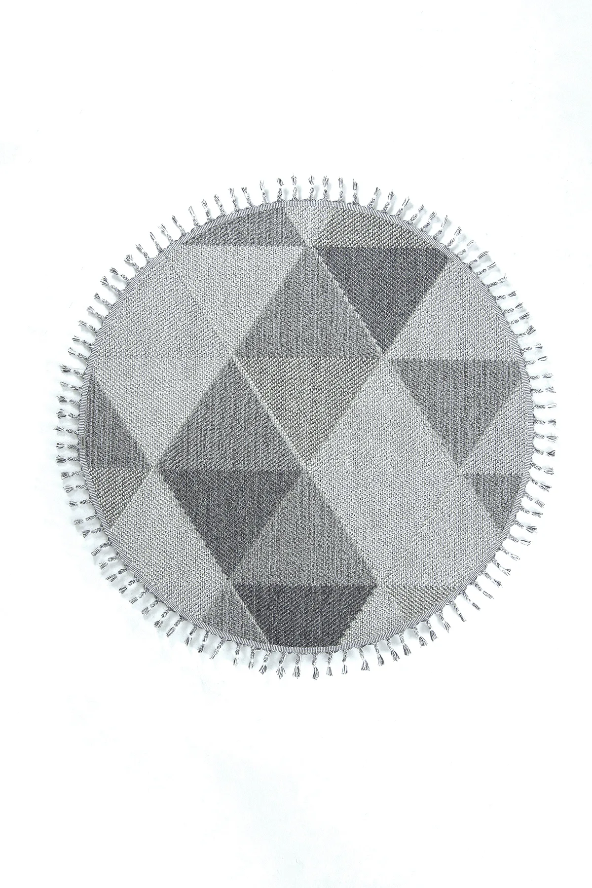 Dekorenti Bukle 1401 Gri Daire - Geometrik Desenli Yuvarlak Tozuma Halı