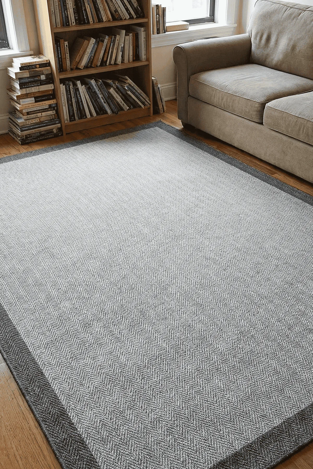 Dekorenti Lora 3213 Antrasit - Çerçeveli Modern Pamuk Tabanlı Polyester Halı