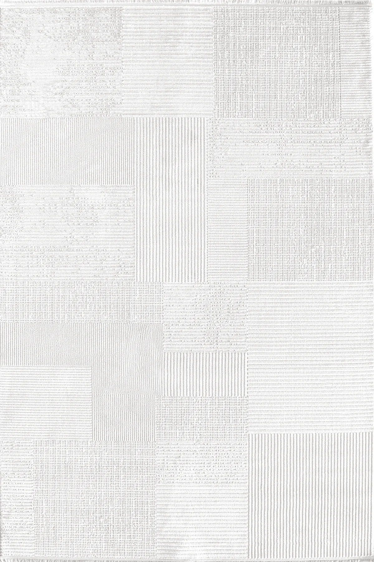Romans Norm 6223 Beyaz - Geometrik Desenli Akrilik Makine Halısı