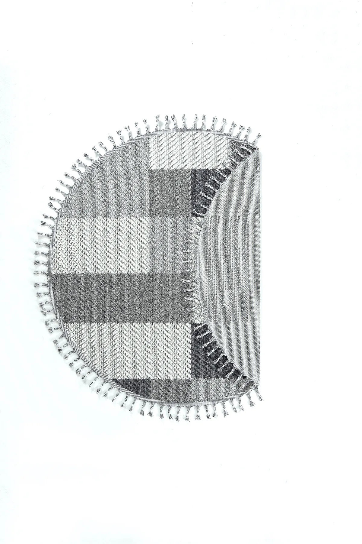 Dekorenti Bukle 1403 Gri Daire - Modern Geometrik Desenli Tozumaz Halı
