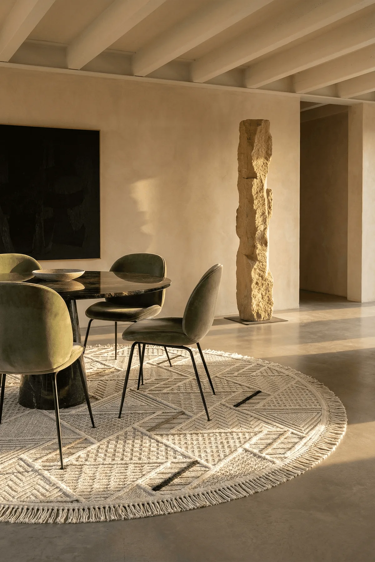 Dekorenti Bonn 8805 Krem Daire Halı – Modern Geometrik Desenli Tozumaz Halı