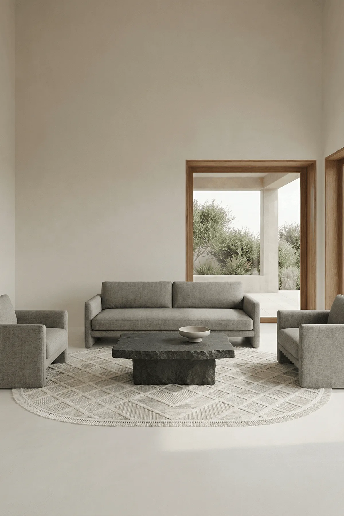 Dekorenti Bonn 8802 Krem Oval Halı – Modern Geometrik Desenli Tozumaz Halı