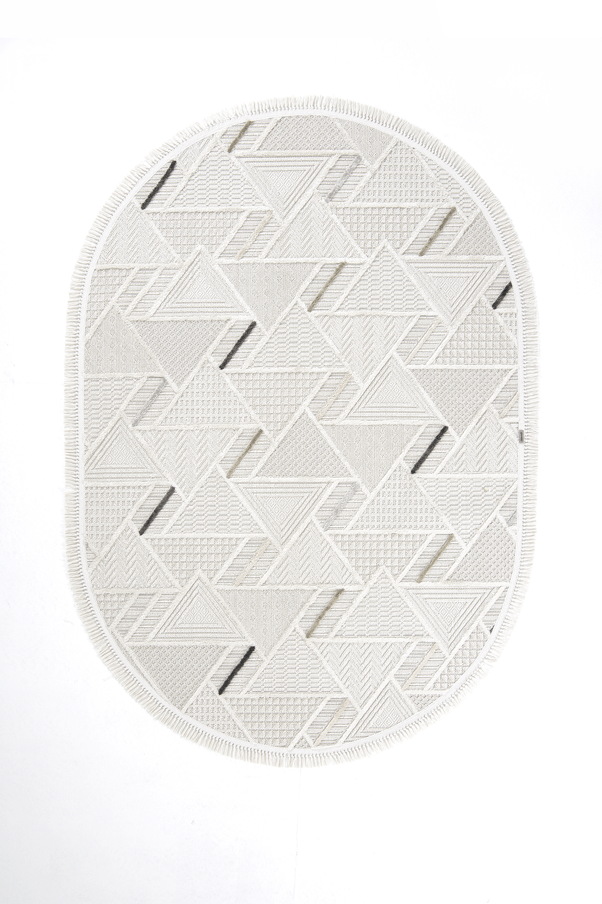 Dekorenti Bonn 8805 Krem Oval Halı – Modern Geometrik Desenli Tozumaz Halı