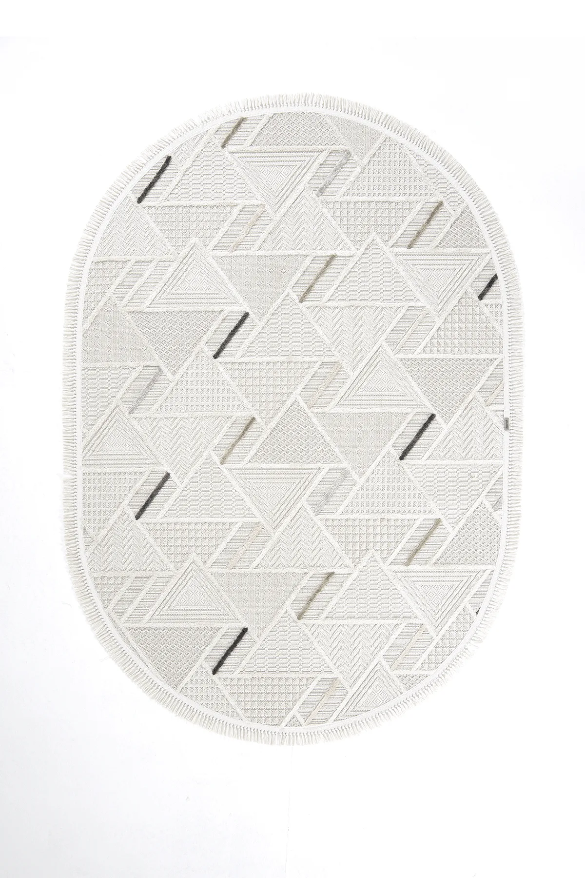Dekorenti Bonn 8805 Krem Oval Halı – Modern Geometrik Desenli Tozumaz Halı