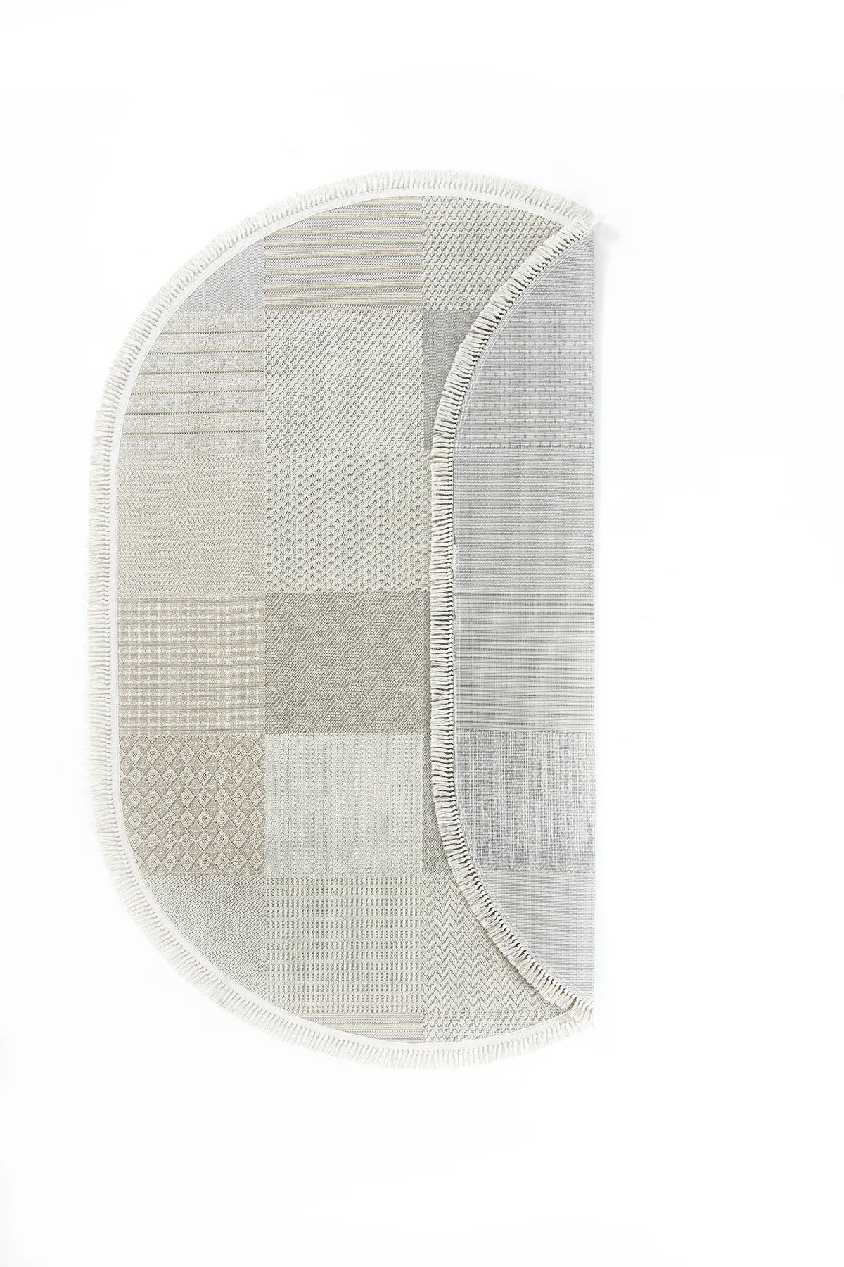 Dekorenti Bonn 8806 Bej Oval - Modern Geometrik Desenli Tozumaz Halı