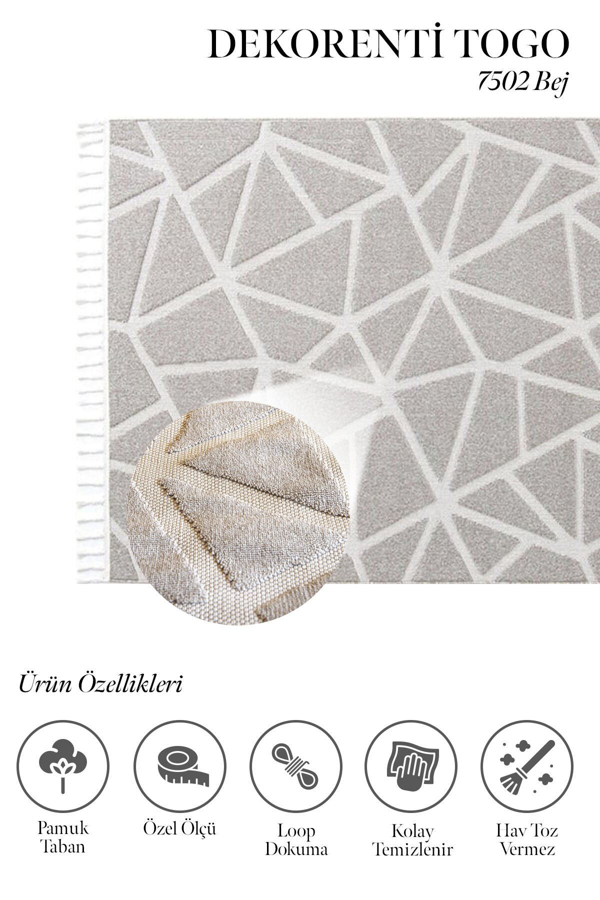 Dekorenti Togo 7502 Bej - Geometrik Desenli Modern Halı