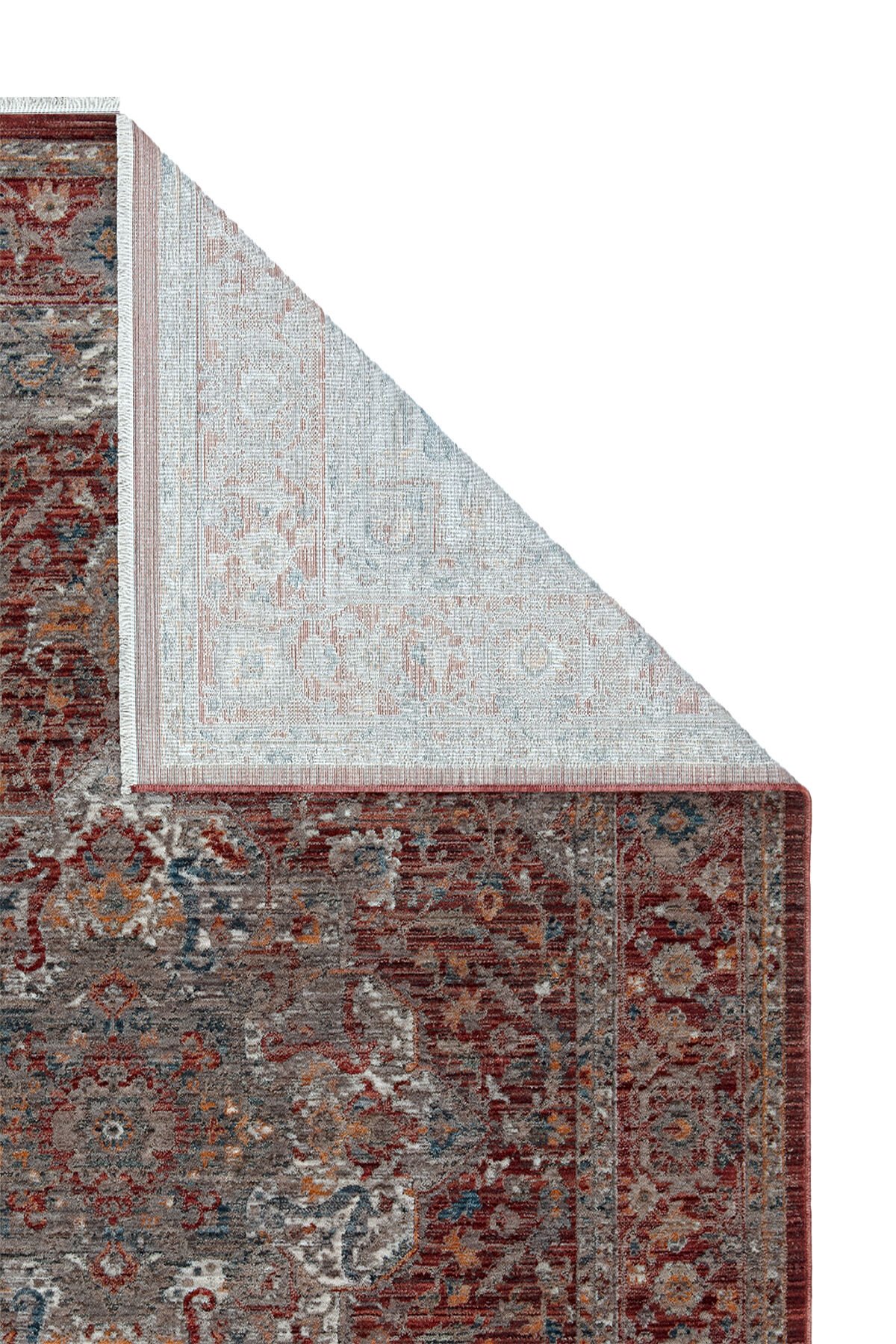 Dekorenti Otantik 2603 Kırmızı Halı Eskitme Madalyon Desenli Halı