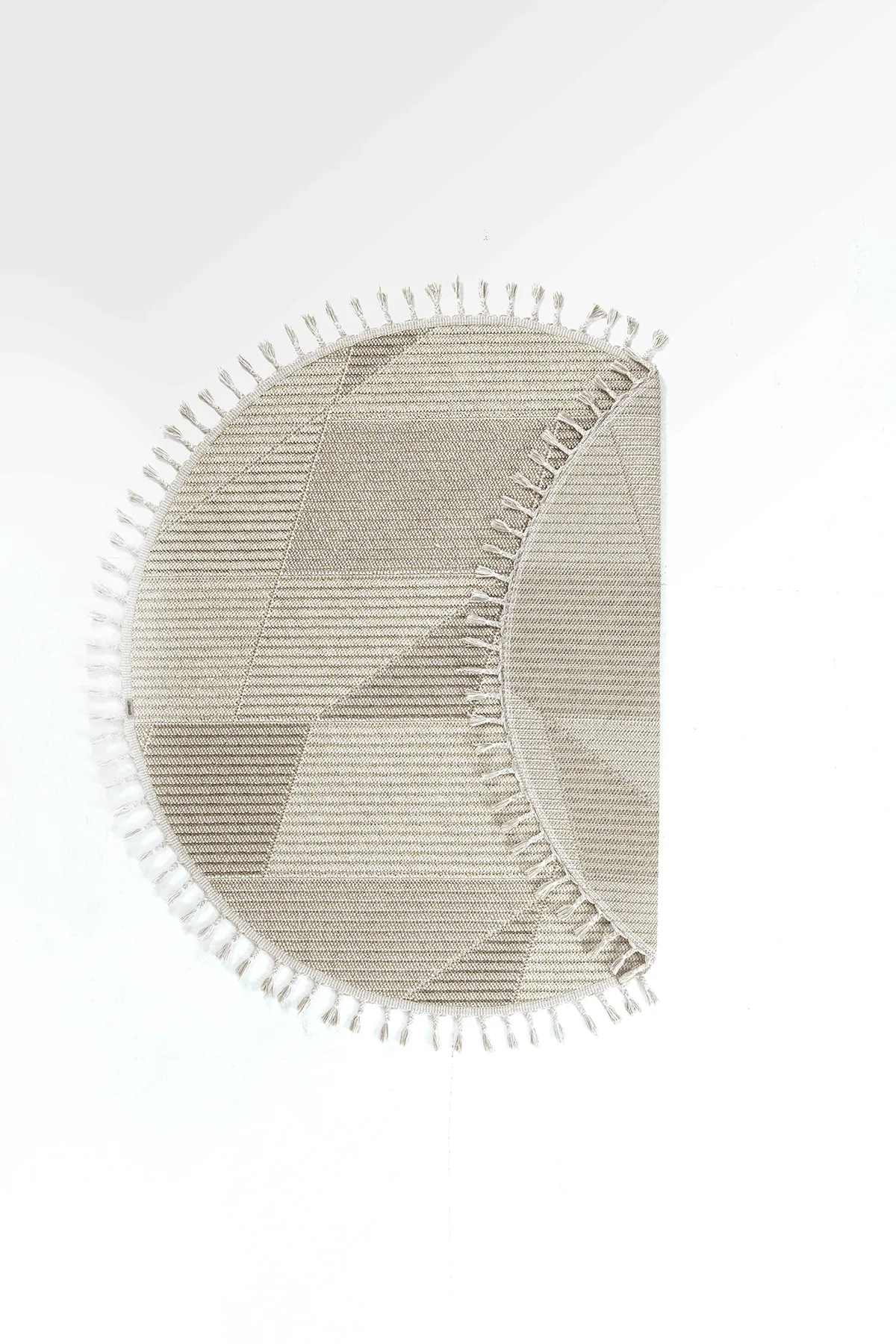 Dekorenti Bukle 1413 Bej Daire – Geometrik Çizgili Bukle Halı
