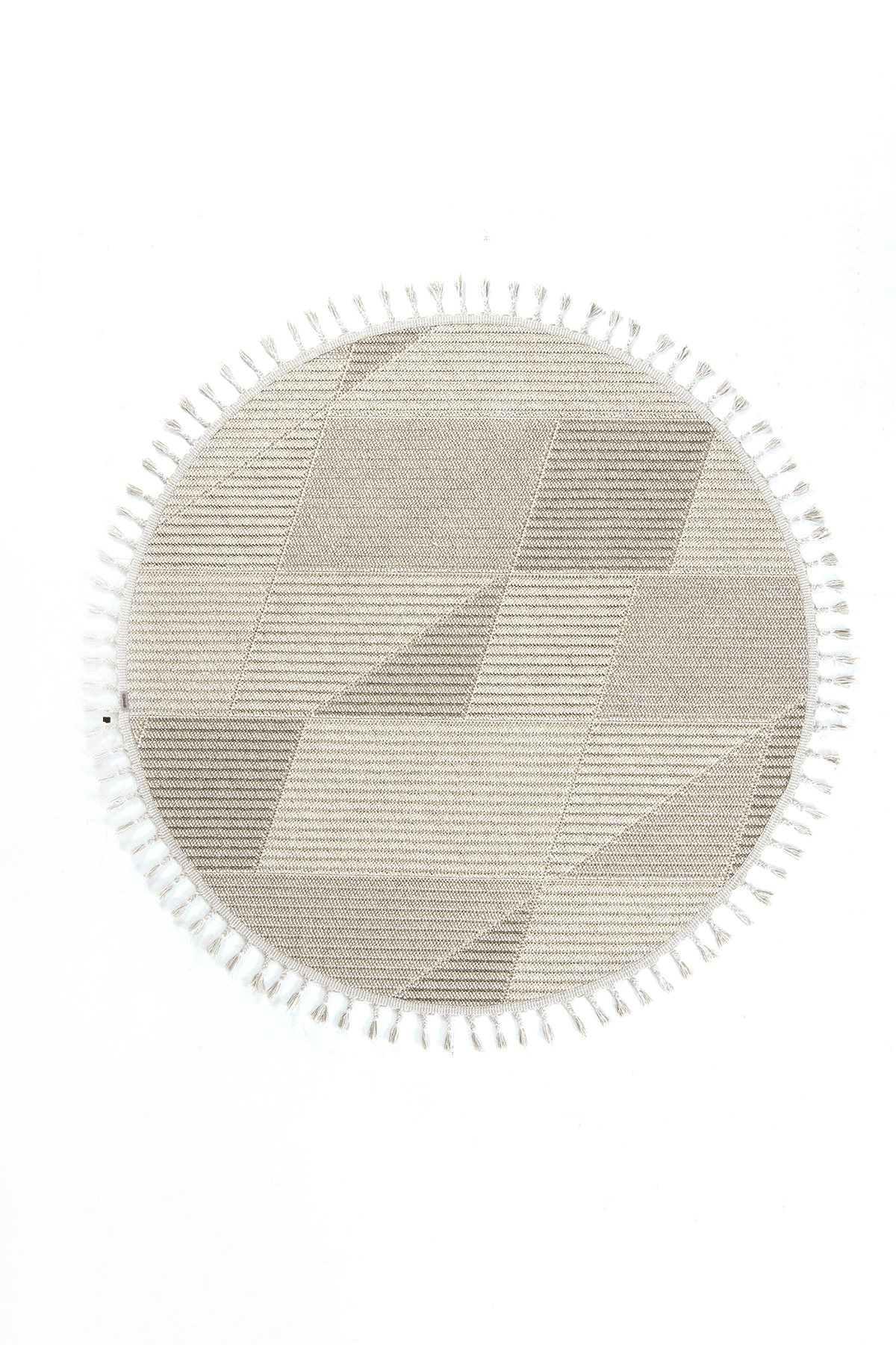 Dekorenti Bukle 1413 Bej Daire – Geometrik Çizgili Bukle Halı