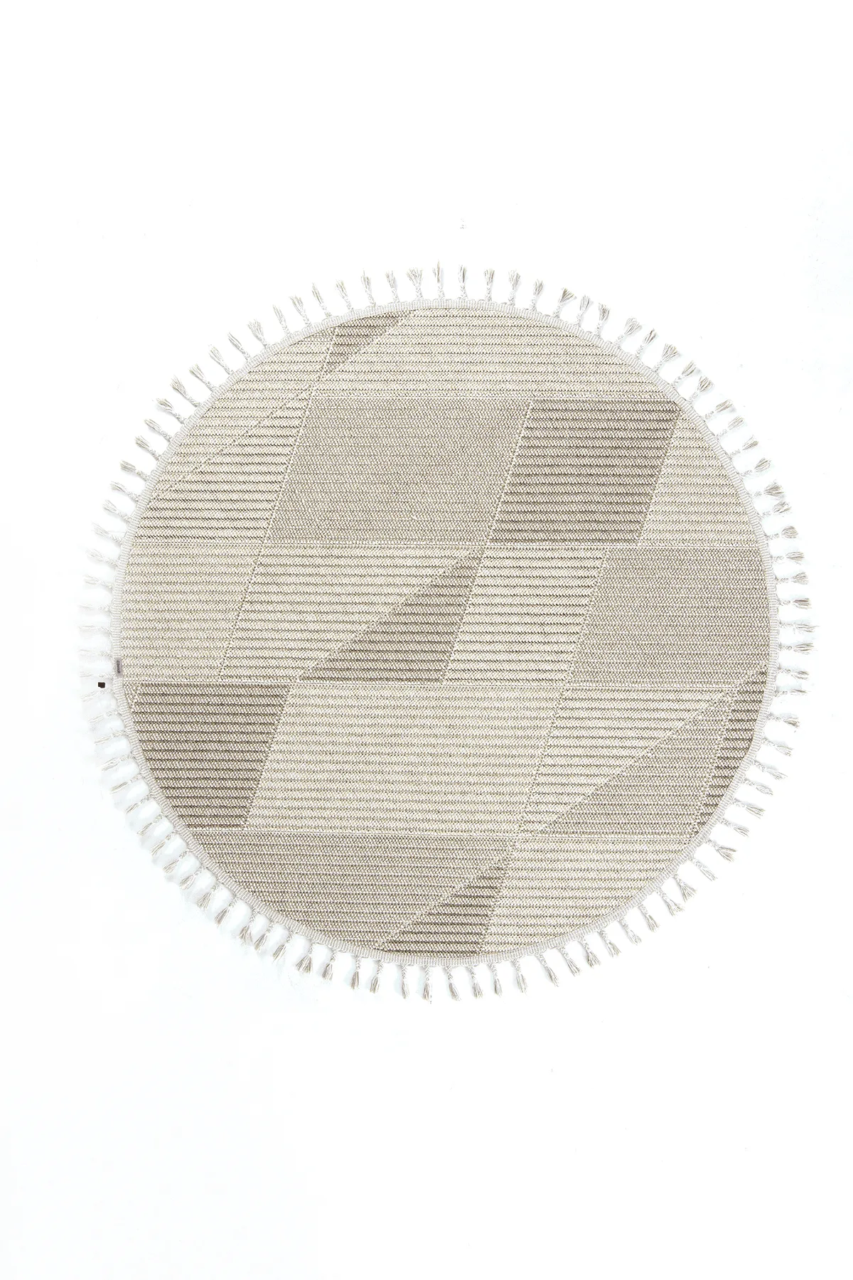 Dekorenti Bukle 1413 Bej Daire – Geometrik Çizgili Bukle Halı