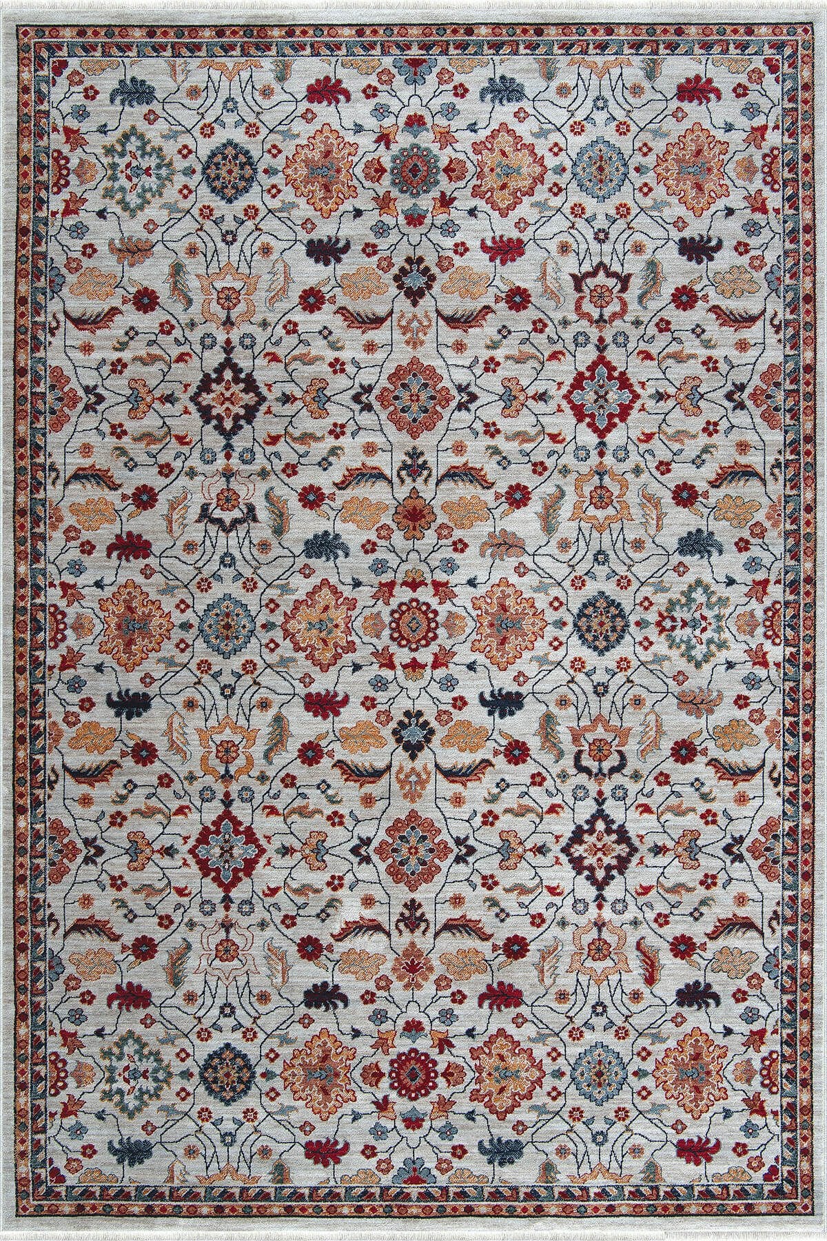 Ahlat 2301 Multi - Motifli Eskitme Klasik Pamuk Taban Makine Halısı