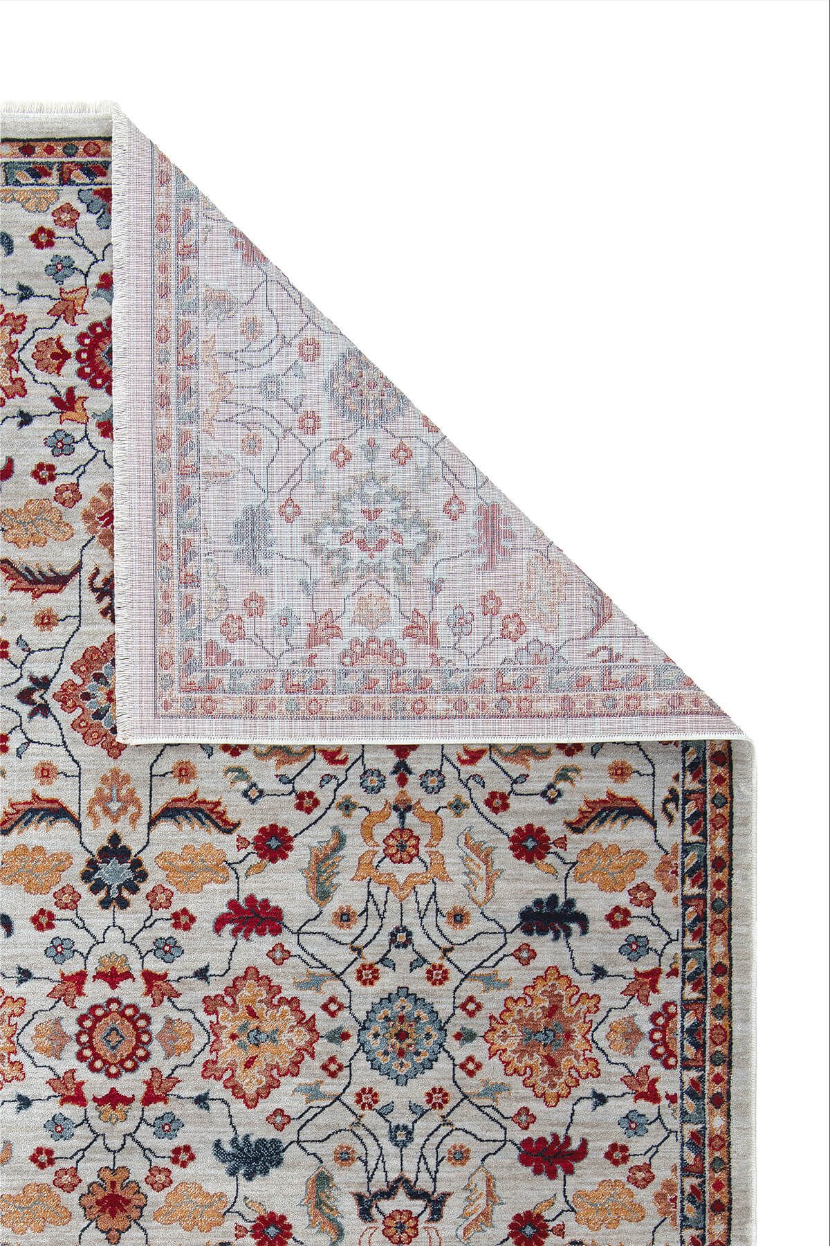 Ahlat 2301 Multi - Motifli Eskitme Klasik Pamuk Taban Makine Halısı