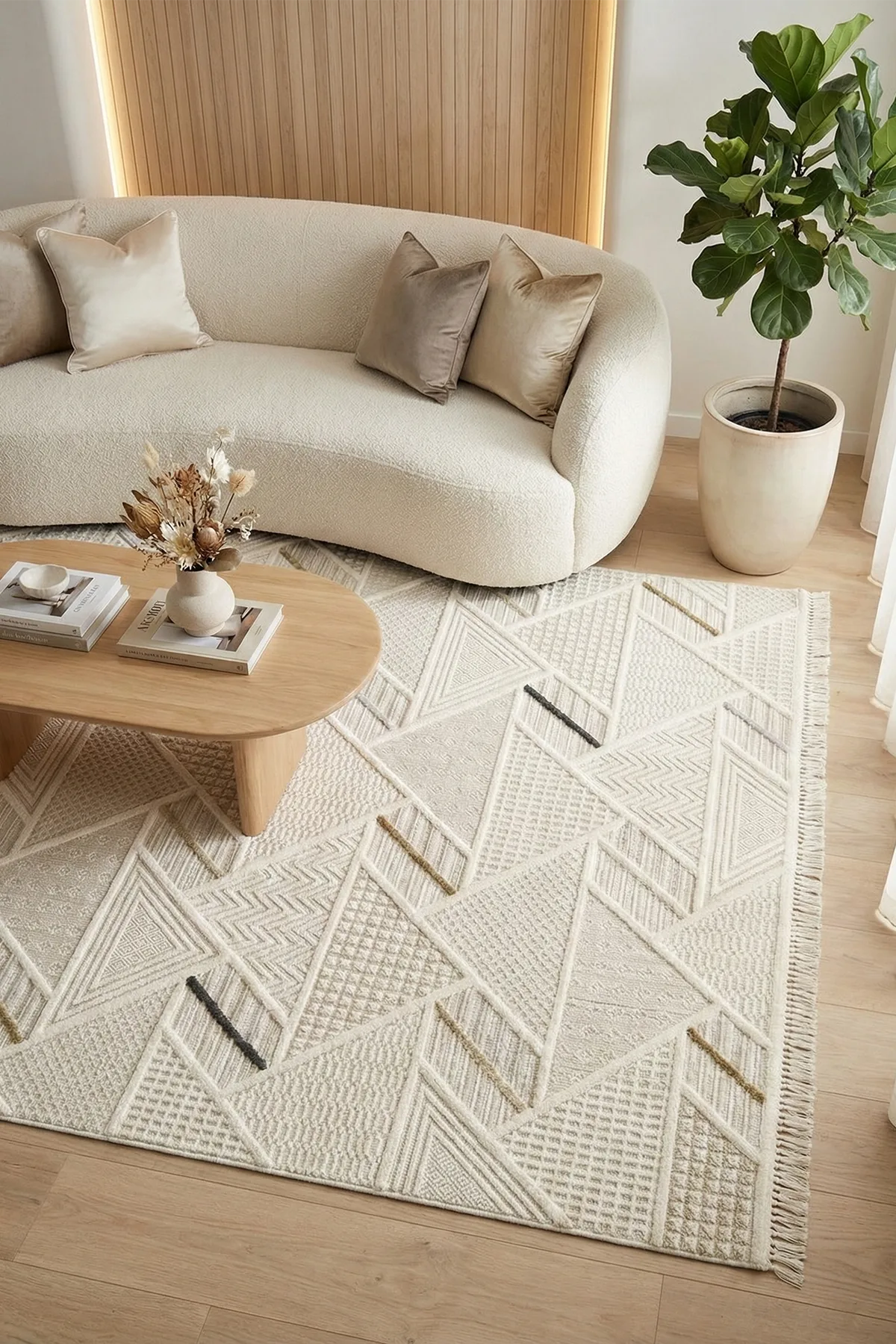 Dekorenti Bonn 8805 Krem Halı – Modern Geometrik Desenli Tozumaz Halı