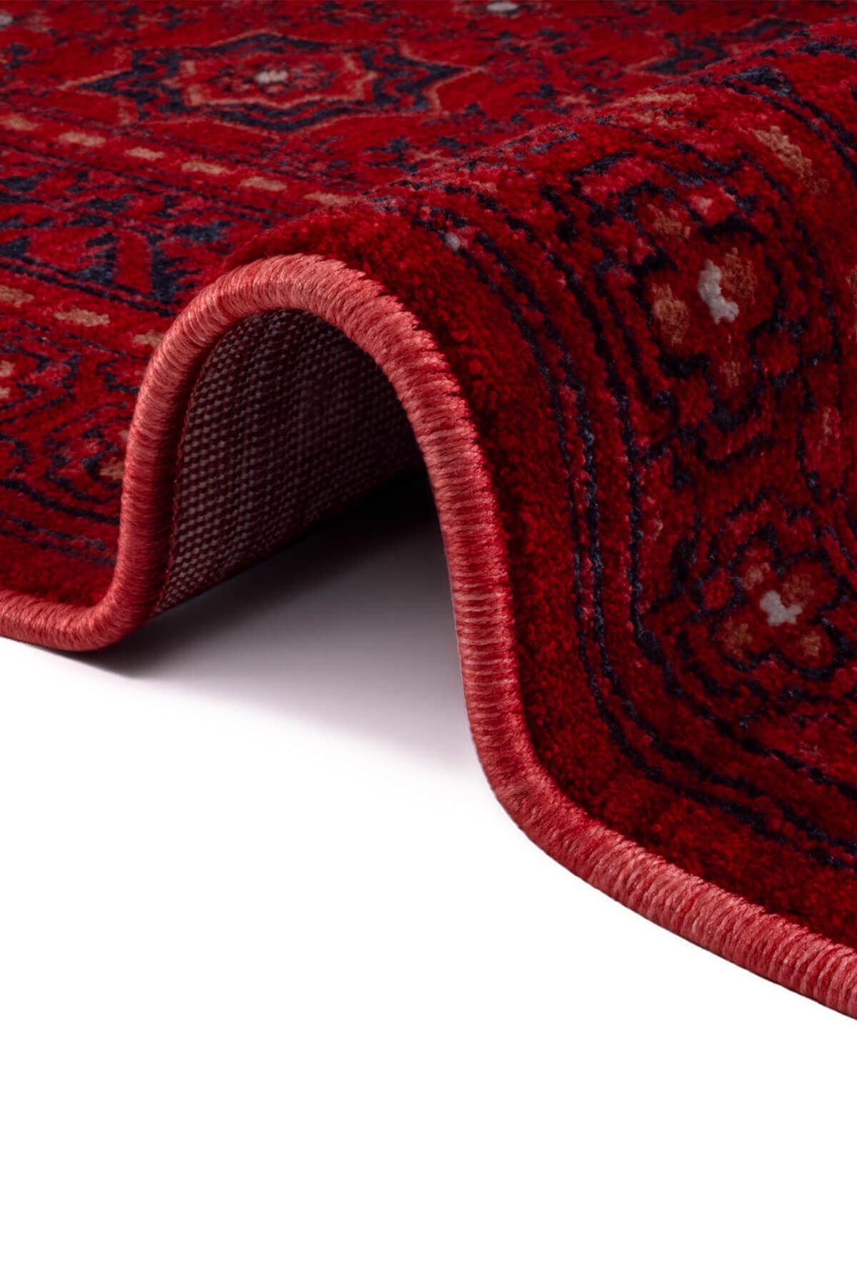 Ahlat 2304 Kırmızı Siyah Etnik Desenli Salon Oturma Odası Halısı
