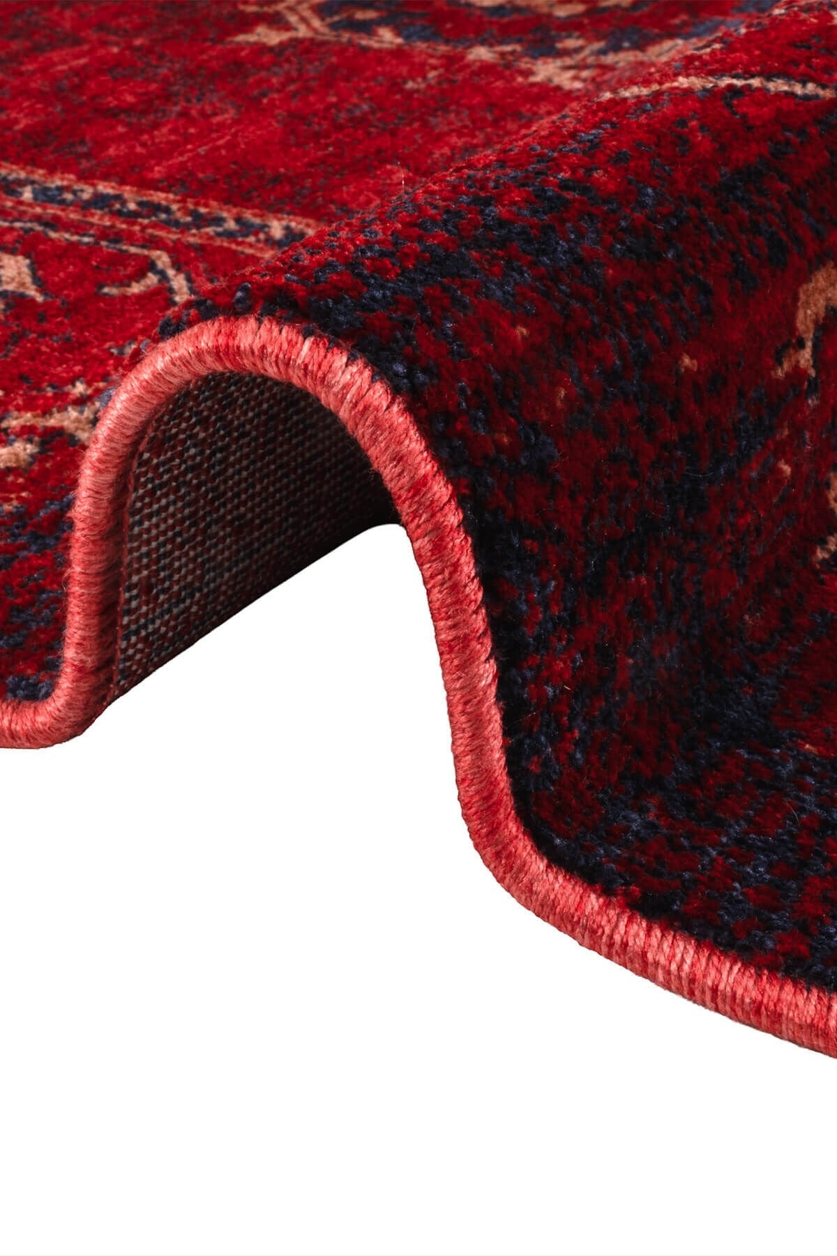 Ahlat 2305 Kırmızı Lacivert Eskitme Desenli Salon Oturma Odası Halısı