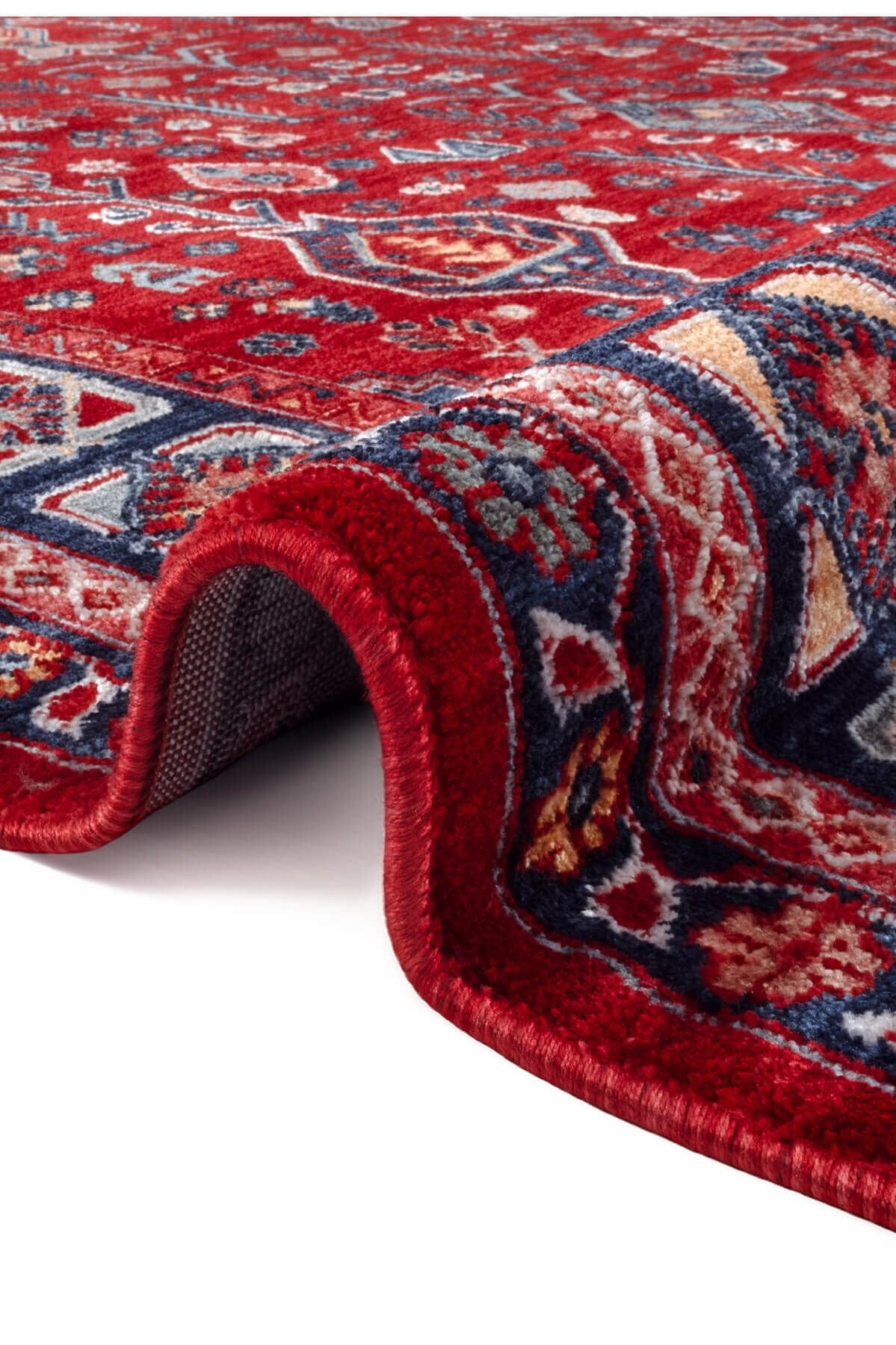 Ahlat 2306 Kırmızı Lacivert Etnik Desenli Salon Oturma Odası Halısı