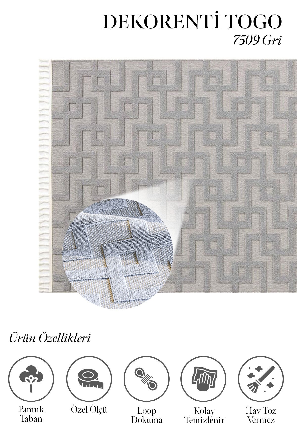 Dekorenti Togo 7509 Gri - Labirent Desenli Modern Halı