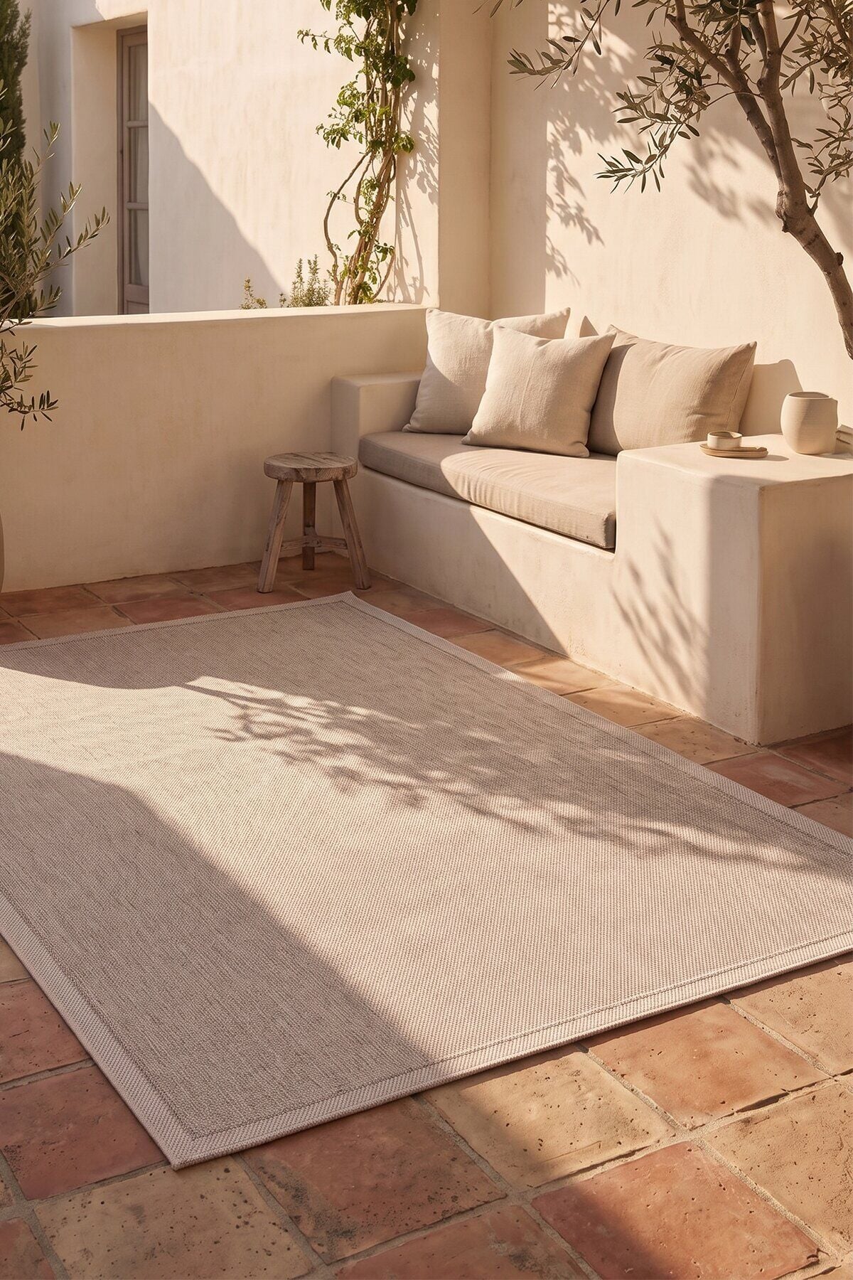 Dekorenti Siena 3702 Bej Sisal Halı – Açık Çerçeveli Modern Mutfak ve Koridor Halısı