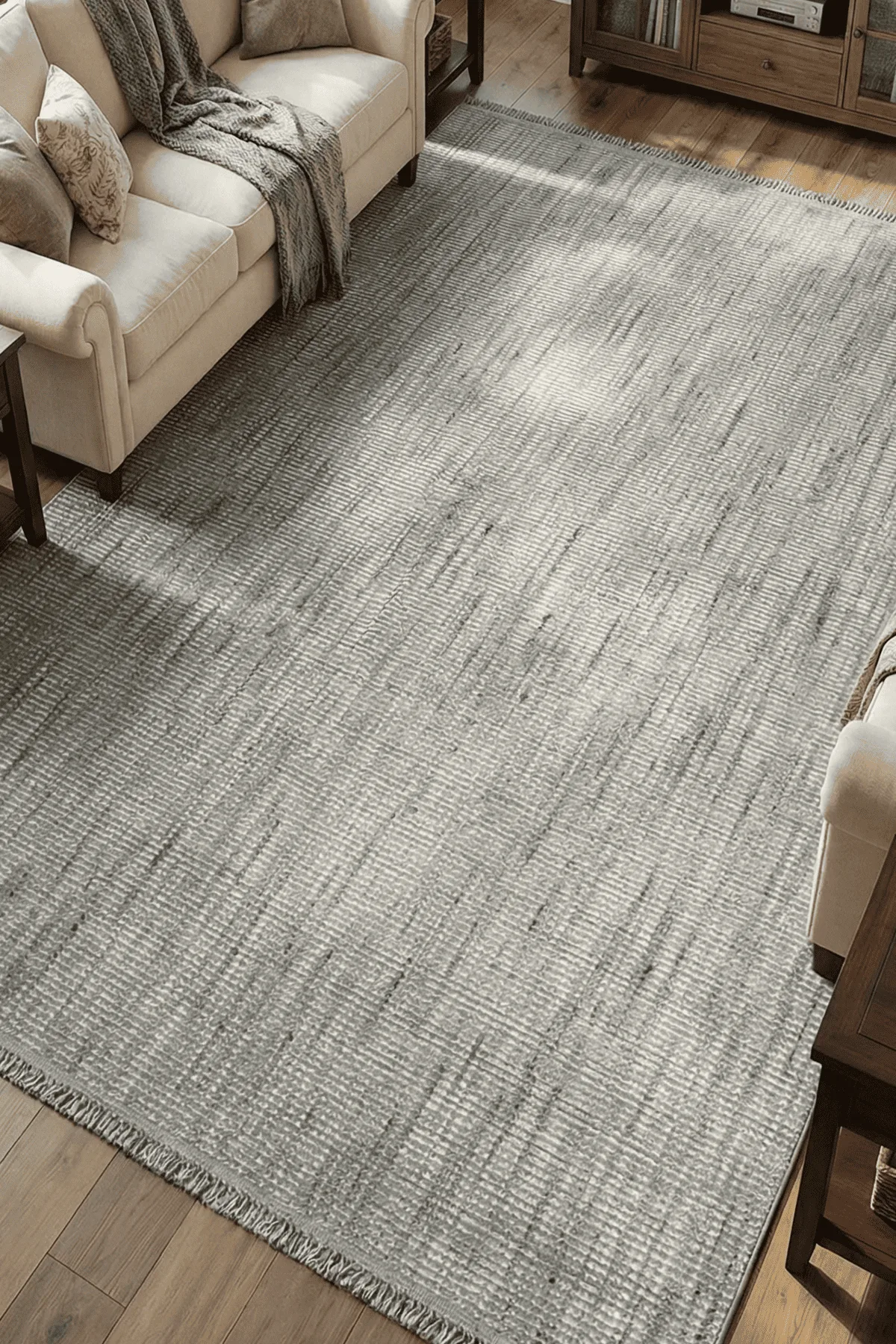 Dekorenti Piana 1105 Gri – Pamuk Tabanlı Örgü Saçaklı Modern Polyester Halı