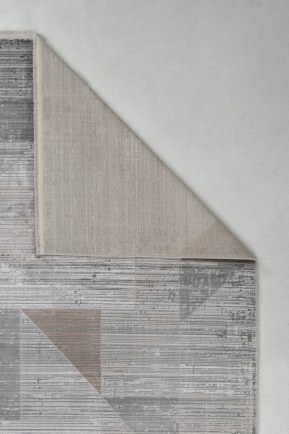 Romans Naturel 1710 Gri Sarı - Geometrik Çizgili Modern Halı