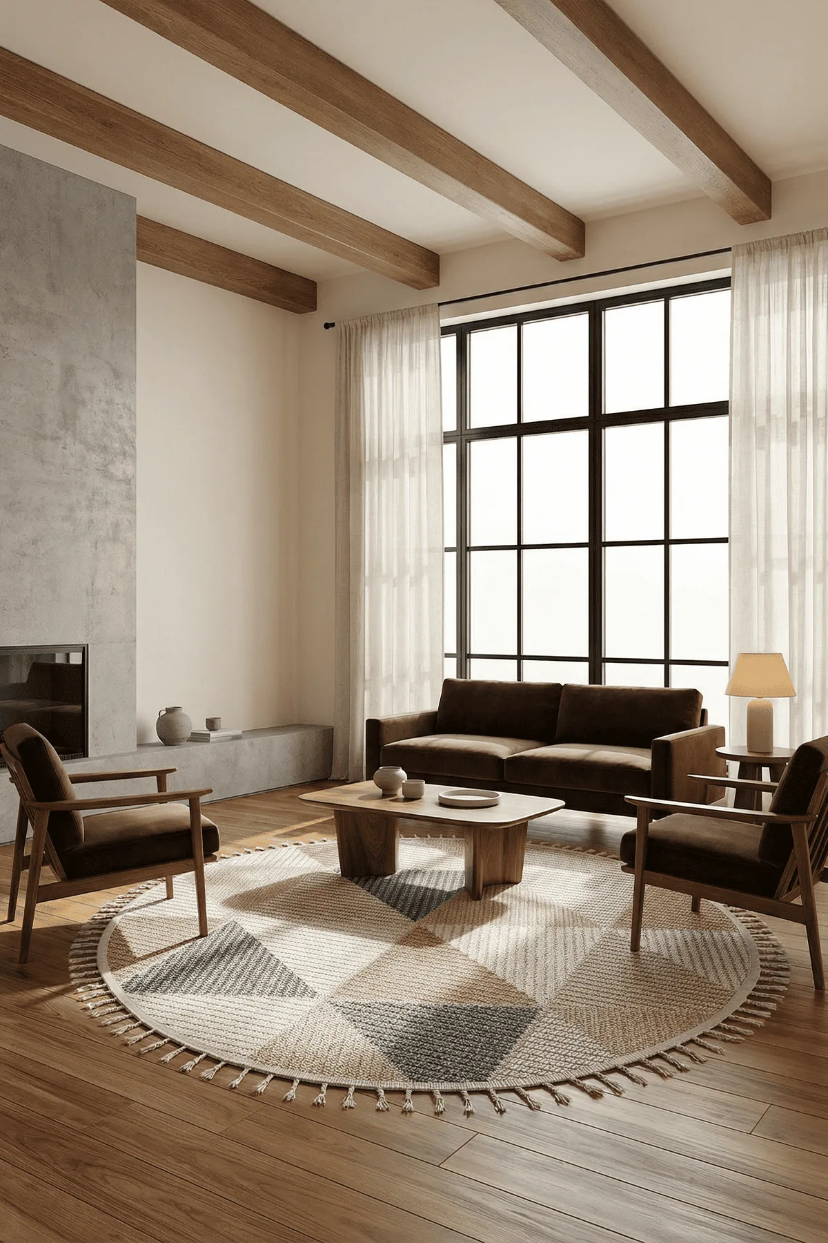 Dekorenti Bukle 1405 Sarı Daire – Modern Geometrik Desenli Tozumaz Halı