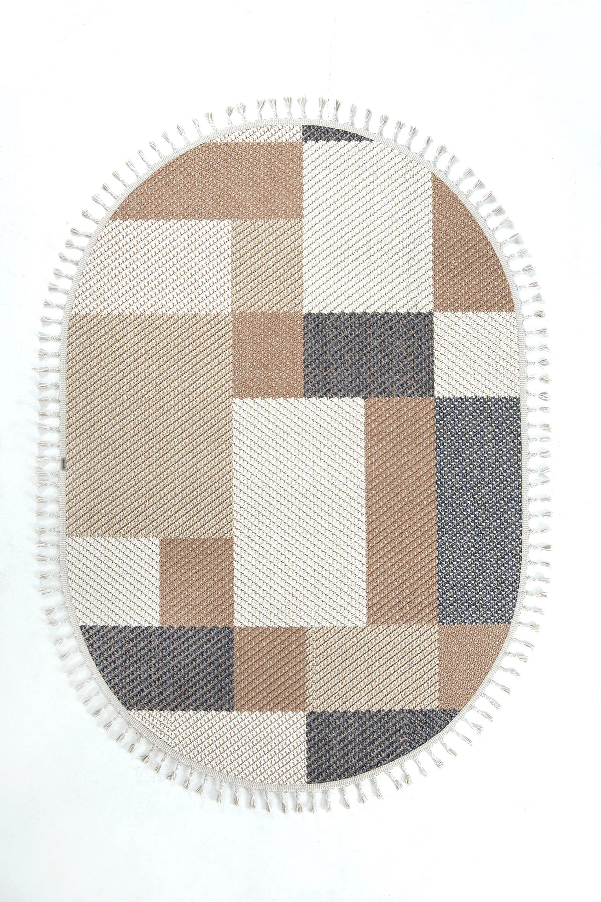 Dekorenti Bukle 1406 Sarı Oval – Geometrik Desenli Tozumaz Halı