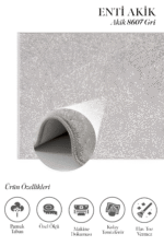 Akik 8607 Gri - Günlük Kullanıma Uygun Kolay Temizlenen Halı - Görsel 2