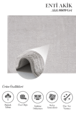 Akik 8609 Gri - Gri Tonlarla Sade ve Şık Dekoratif Halı - Görsel 2