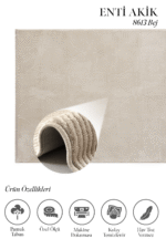 Akik 8613 Bej - Günlük Kullanıma Uygun Orta Havlı Halı - Görsel 2