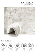 Akik 8619 Yeşil - Modern Dekorlara Uyumlu, Spor Saçaklı Halı - Görsel 2