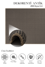 Antik 1801 Koyu Gri - Yoğun Dokuya Sahip Koyu Gri Halı Modeli - Görsel 2