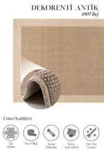 Antik 1807 Bej - Zarif Kenar Şeritli Sade Bej Halı - Görsel 2