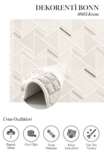 Bonn 8805 Krem - Modern Ev Dekorasyonu İçin Geometrik Salon Halısı - Görsel 2