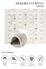 Bonn 8807 Bej - Baklava Motifli Şık ve Dekoratif Halı - Görsel 2