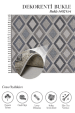 Bukle 1402 Gri - Gri ve Mavi Tonlarda Oturma Odası Halısı - Görsel 2