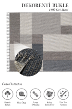 Bukle 1403 Gri Mavi - Şık Renk Geçişli Oturma Odası Halısı - Görsel 2