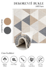 Bukle 1405 Sarı - Canlı Renkleriyle Dekoratif Ev Halısı - Görsel 2