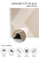 Bukle 1416 Bej - Şık V Desenli Minimalist Ev Halısı - Görsel 2