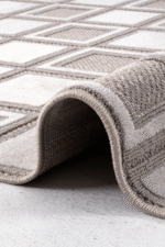 Alba 9802 Bej - Dekoratif Kare Desenli Salon ve Oturma Odası Halısı - Görsel 2