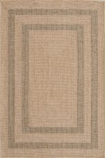 Beirut 9101 Bej Yeşil - Zarif Çerçeve Detaylı Salon Halısı