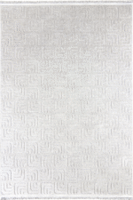 Prag 9211 Açık Gri - Şık Kıvrımlı Deseniyle Açık Gri Halı