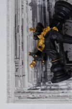 Sateen 6401 Gri - Çerçeve Detaylı Gri Eskitme Halı - Görsel 7