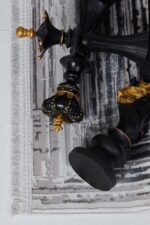 Sateen 6401 Gri - Çerçeve Detaylı Gri Eskitme Halı - Görsel 9