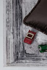 Sateen 6401 Gri - Çerçeve Detaylı Gri Eskitme Halı - Görsel 8