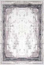 Sateen 6401 Gri - Çerçeve Detaylı Gri Eskitme Halı