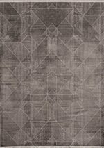 Sateen 6416 Gri - Loş Tonlarda Gri Geometrik Salon Halısı