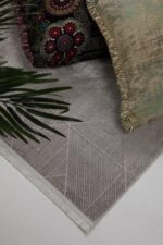Sateen 6416 Gri - Loş Tonlarda Gri Geometrik Salon Halısı - Görsel 6