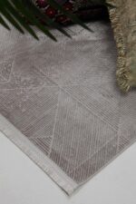 Sateen 6416 Gri - Loş Tonlarda Gri Geometrik Salon Halısı - Görsel 5